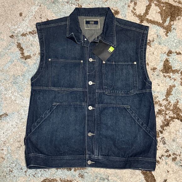 NWT Marithe Francois Girbaud MFG Denim Vest Size Large 90s - Picture 1 of 9